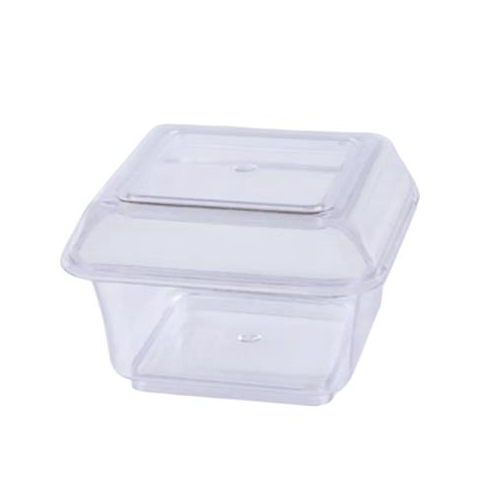 CLEAR Dessert CUSTARD / JELLO SQUARE CUPS WITH LID - 10pcs