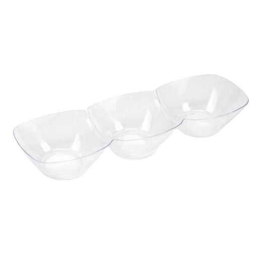 SNACKS 3 COMPARTMENTS CLEAR SMALL RECTANGULER TRAYS - 5pcs