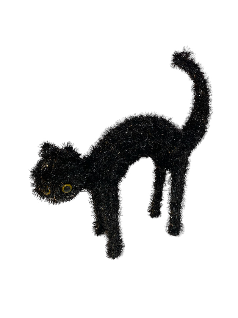GLITTER BLACK HALLOWEEN CAT DECO