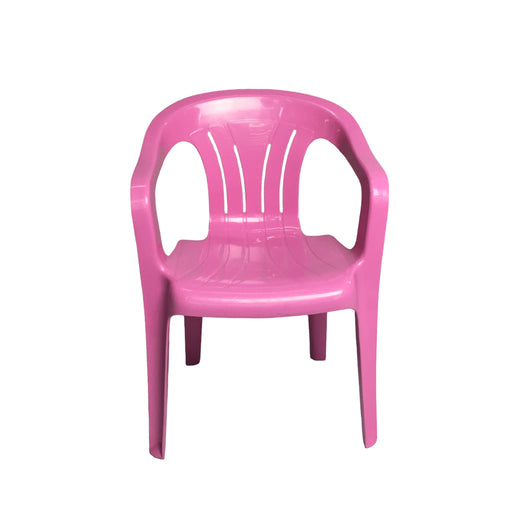 Pink kids chair - plastic with arms-1