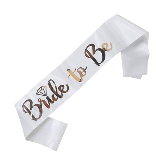 BRIDE TO BE SASH - WHITE WITH GOLD