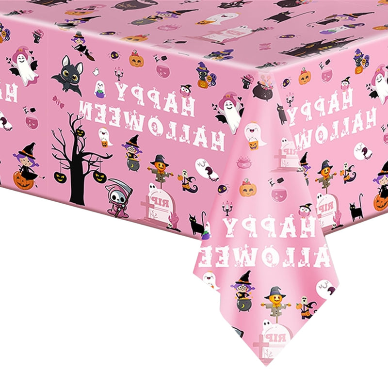 Pink Halloween tablecloth *1pc - 180 cm x 108 cm