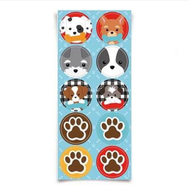 DOGS & PUPPIES ROUND STICKERS