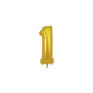 SMALL NUMBER 1 FOIL BALLOON - GOLD - 17 INCH / 40 CM ( REGULAR BRAND )