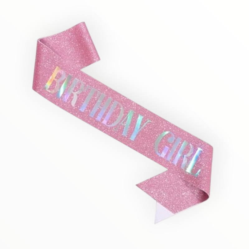 Birthday Girl Sash - Pink Glitter