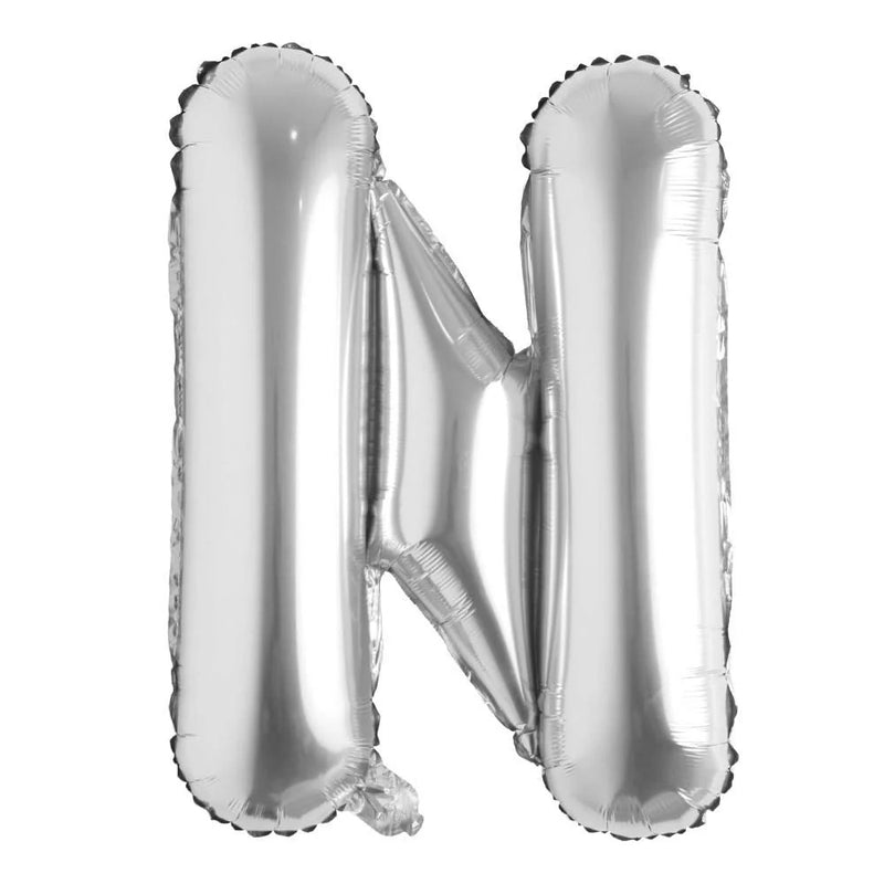 JUMBO LETTER N FOIL BALLOON - SILVER - 35 INCH / 88 CM ( REGULAR BRAND )