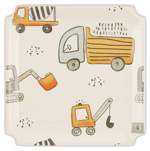 CONSTRUCTION JUMBO SQUARE Paper Plates 27 X 27 CM PACK OF 8 PCS