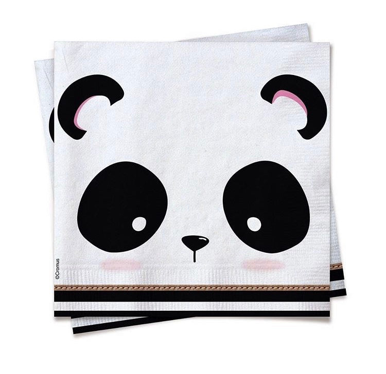 PANDA SMALL BEVERAGE NAPKINS (WHITE)