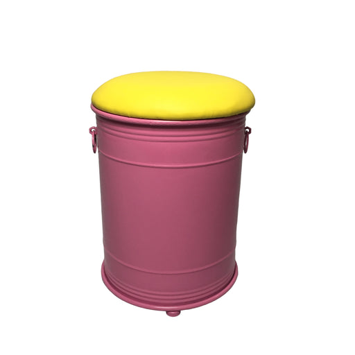 Pink barrel stool with yellow top-1