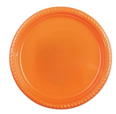 ORANGE PLASTIC BIG ROUND PLATES