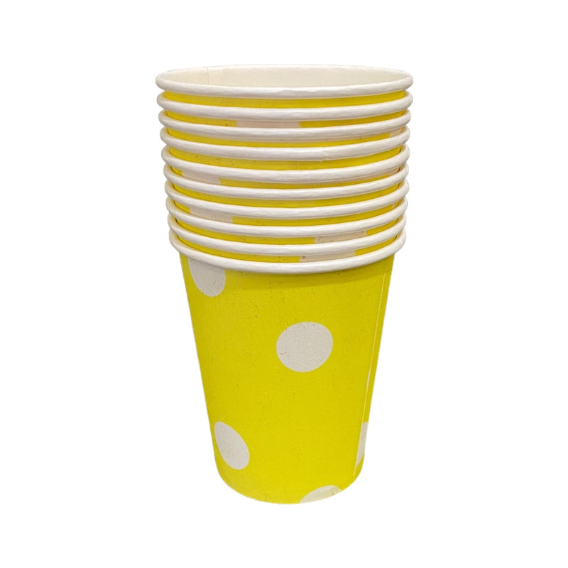 YELLOW POLKA DOT PAPER CUPS