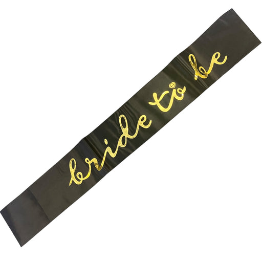 BRIDE TO BE BLACK AND GOLD SASH