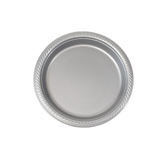 SILVER PLASTIC SMALL ROUND PLATES
