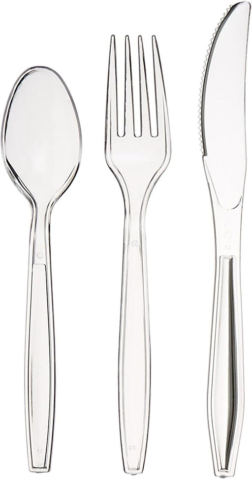 CLEAR CUTLERY SET (FORKS + SPOONS + KNIVES) 10 OF EACH