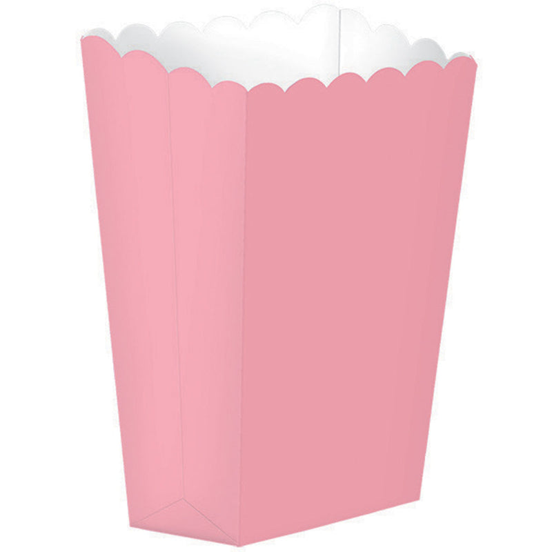 PINK PLAIN POPCORN BOXES - 6 PCS