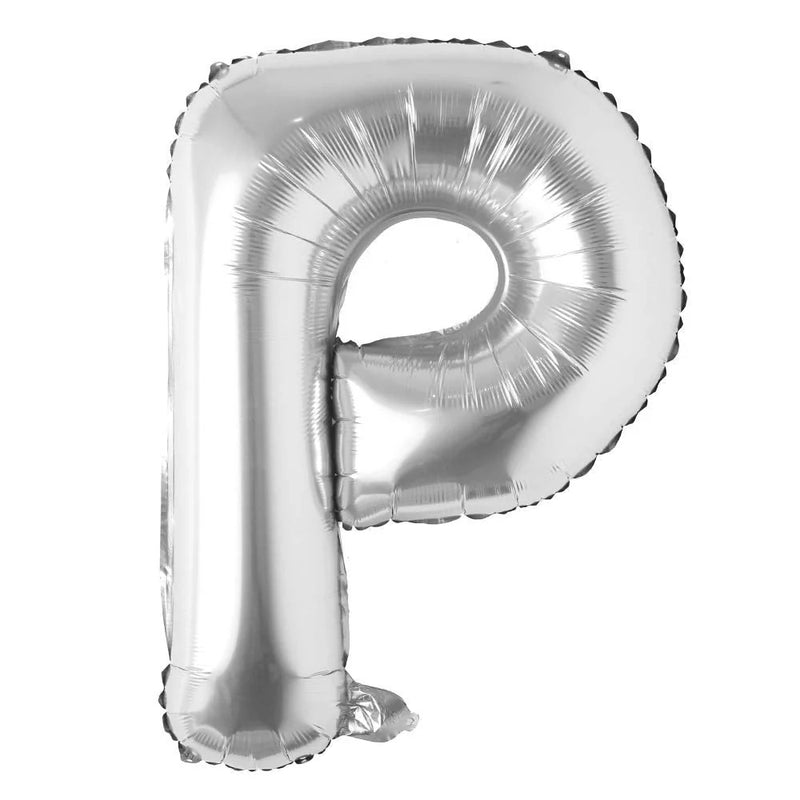 JUMBO LETTER P FOIL BALLOON - SILVER - 35 INCH / 88 CM ( REGULAR BRAND )