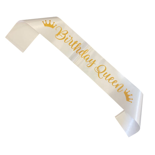 BIRTHDAY QUEEN WHITE SASH