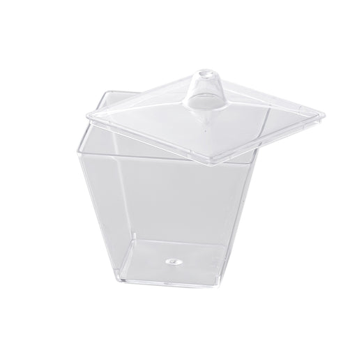 SQUARE CLEAR SWEETS SHOTS WITH LID - 12pcs