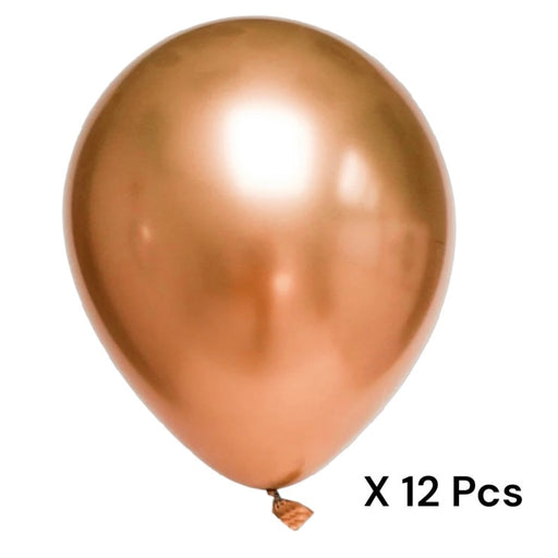 COPPER CHAMPAIN CHROME LATEX BALLOONS - 12 INCH - 12 PCS