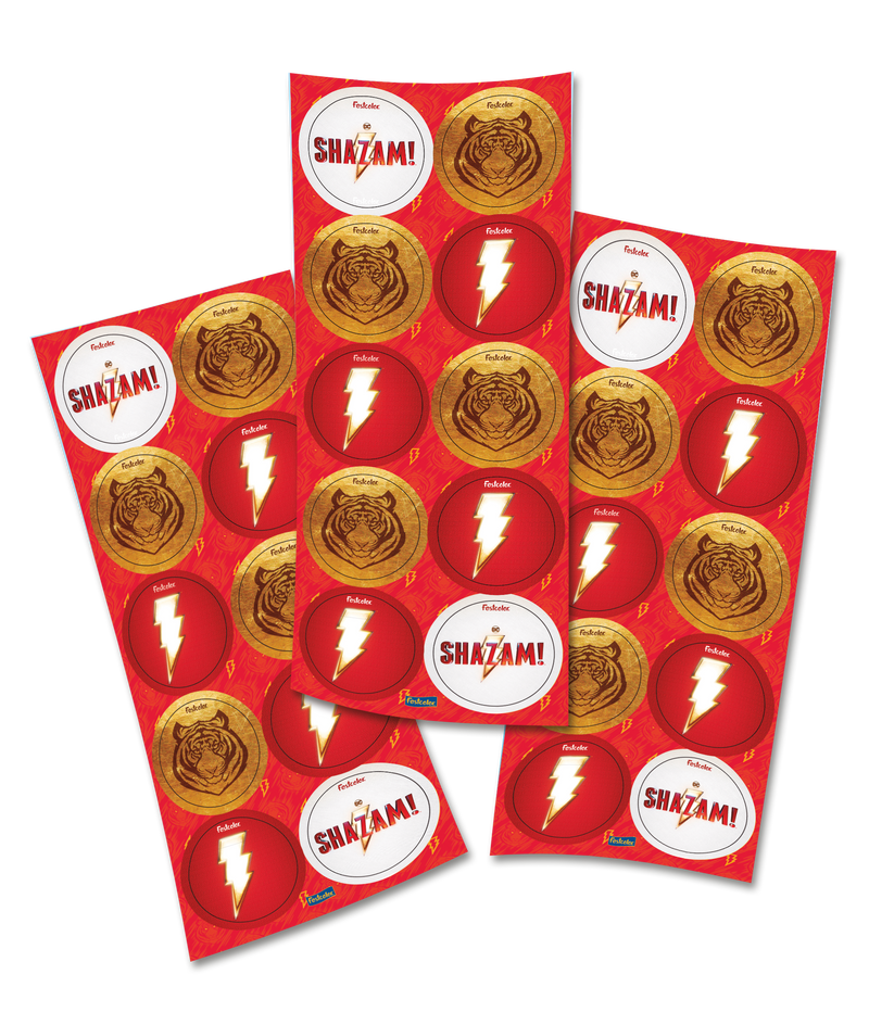 FLASH ROUND STICKERS ( SHAZAM)