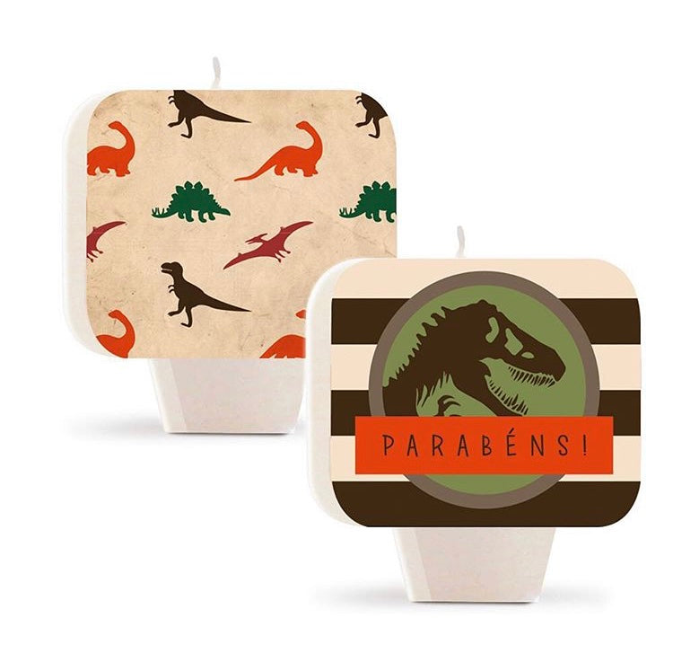DINOSAUR DOUBLE SIDED SQUARE CANDLE
