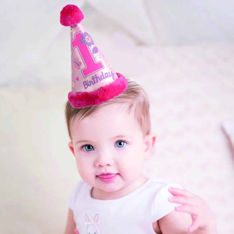 Sweet Girl 1st Birthday Faux Fur Cone Hat