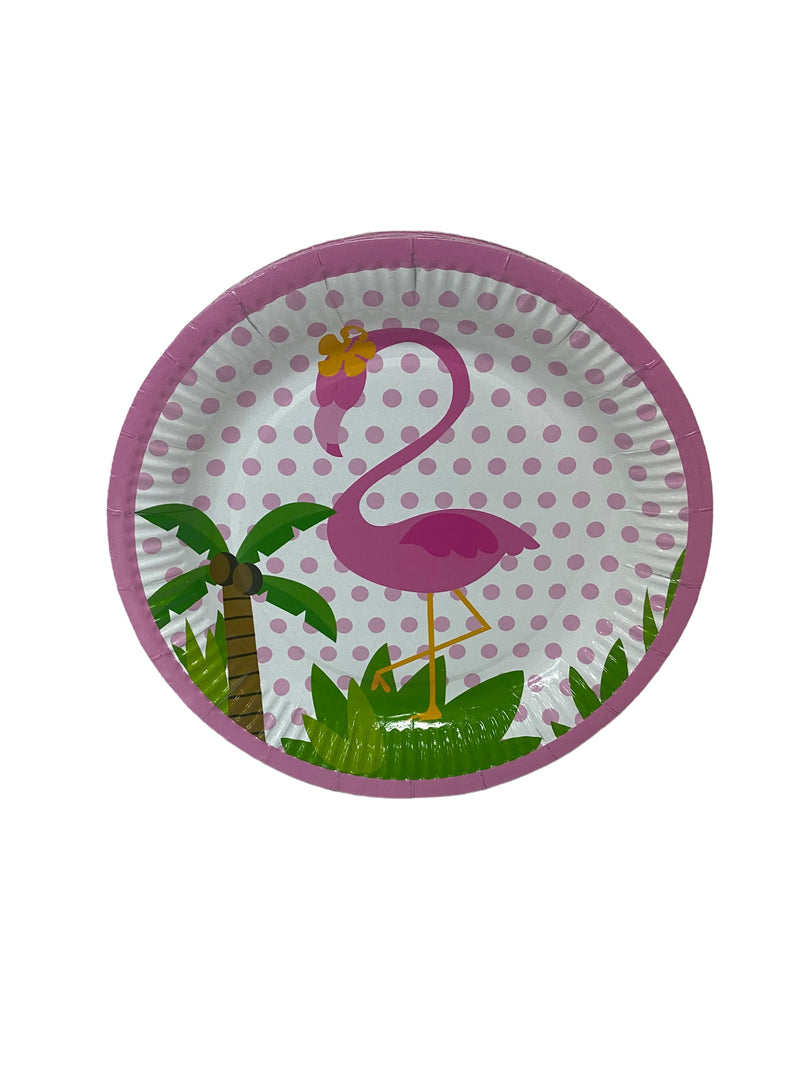 FLAMINGO SMALL ROUND PAPER PLATES