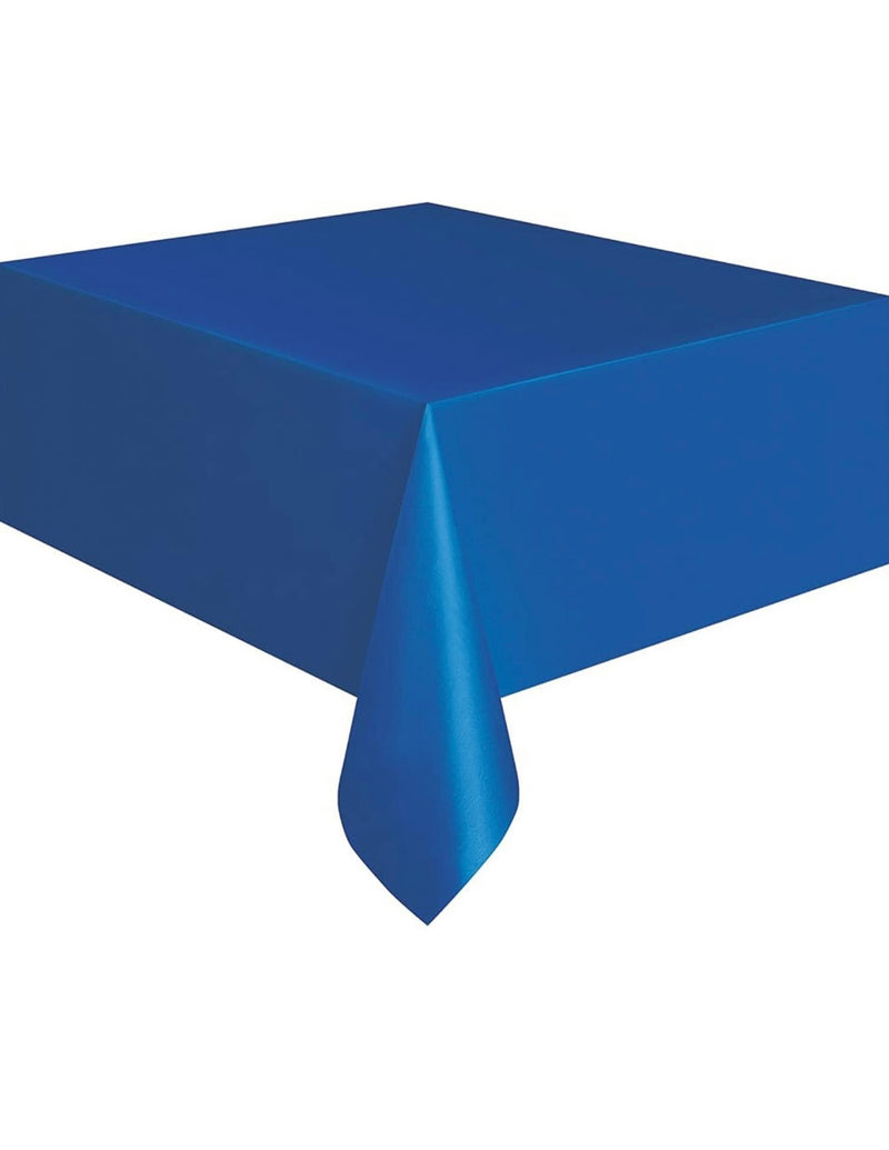NAVY BLUE RECTANGULAR PLASTIC TABLE COVER 137 CM X 274 CM