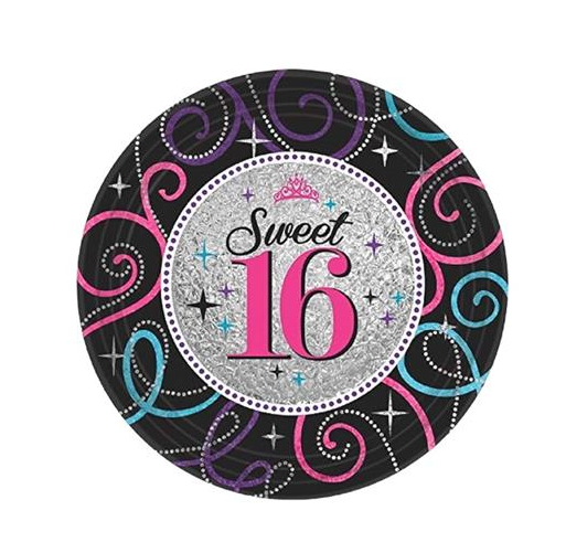 SWEET 16 SMALL PAPER PLATES