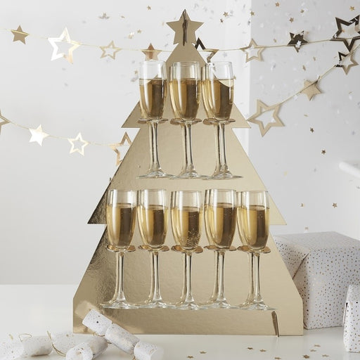 Gold Glitter-Prosecco Wall - Christmas Tree - Gold
