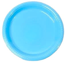 BLUE PLASTIC BIG ROUND PLATES