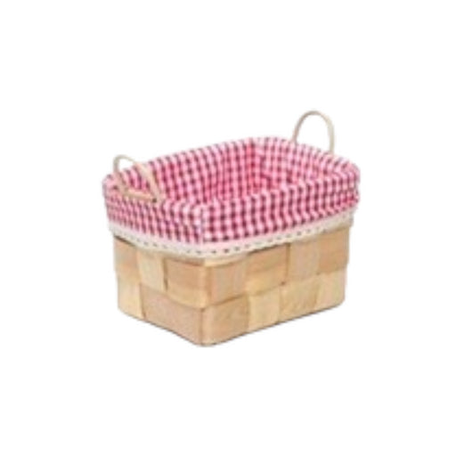 SMALL RED CHECKERED BAMBOO BASKET 16x10x12-1