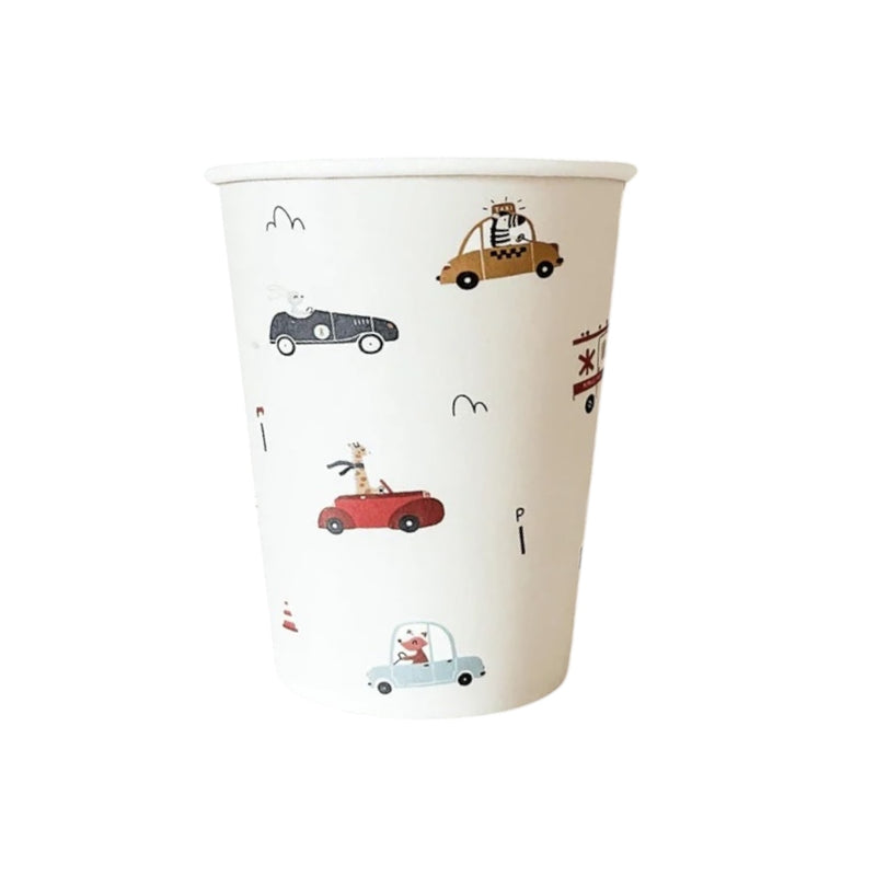 Vintage transportation Cars paper Cups - 10pcs