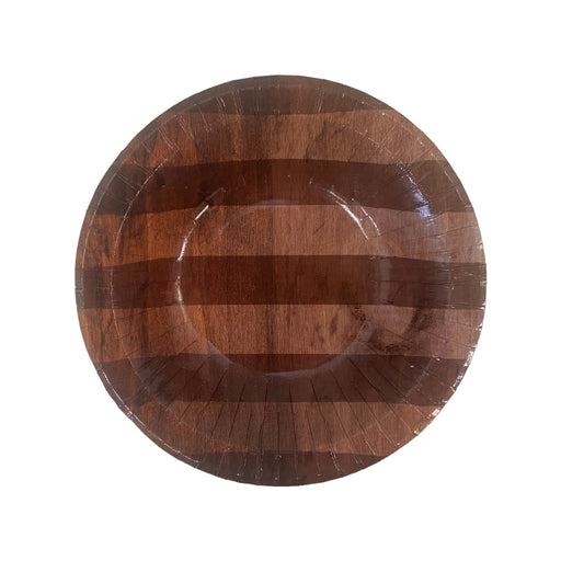 CRACKERS PAPER BOWLS - BBQ STRIPED WOOD PRINT