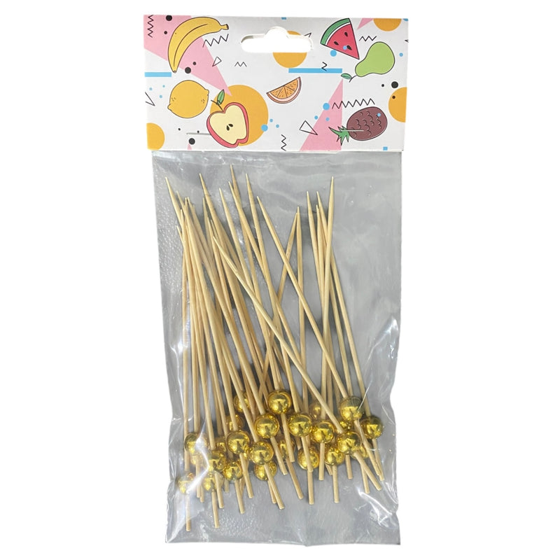 Cocktail Food Picks - Gold Pearls - 25 pcs
