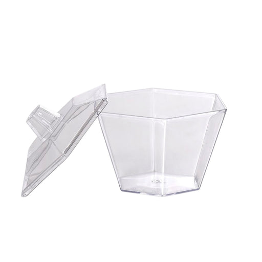 HEXAGONE CLEAR SWEETS SHOTS WITH LID - 12 pcs