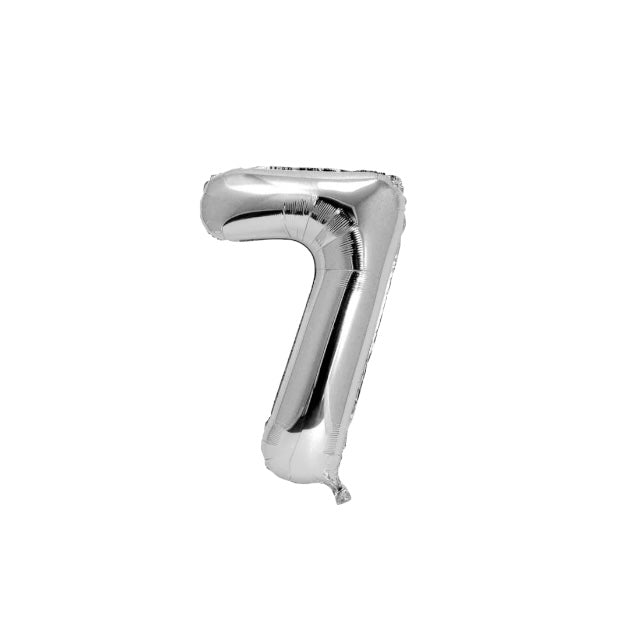 SMALL NUMBER 7 FOIL BALLOON - SILVER - 17 INCH / 40 CM ( REGULAR BRAND )