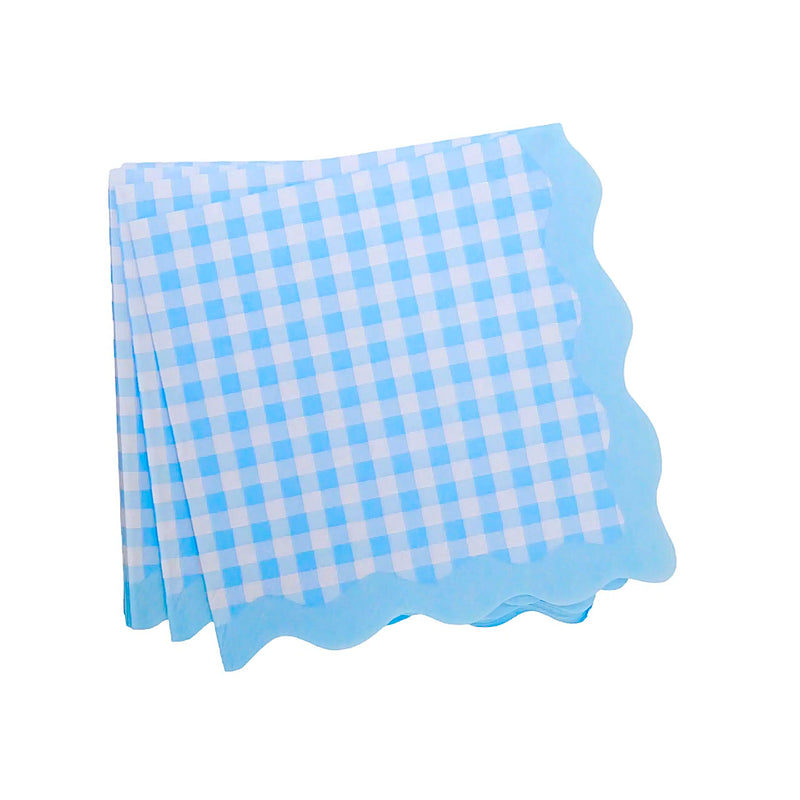 Blue Gingham Pattern checkered Napkins - 25cm x 25 cm- 20 pcs