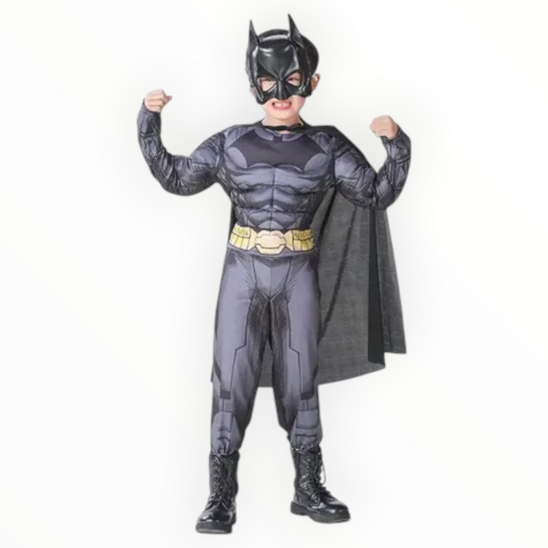Batman Deluxe Muscle Costume with Cape S (90-110 cm) 3-5 Yrs