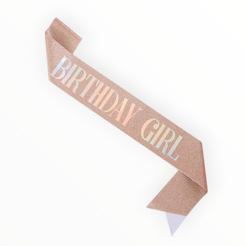 Birthday Girl Sash - Rose Gold Glitter