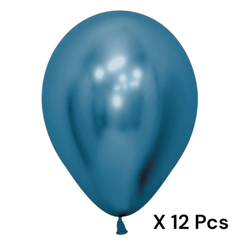 BLUE CHROME LATEX BALLOONS BAG - 12 PCS - 12 INCH EACH