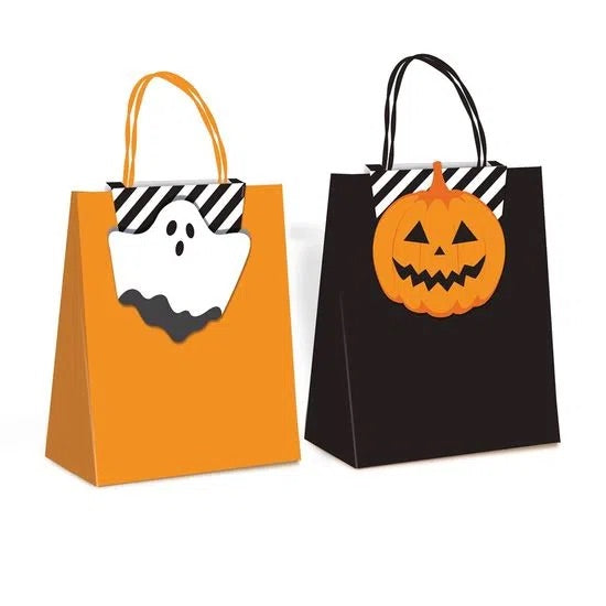 HALLOWEEN PAPER BAGS WITH CLOSURE ( PUMPKIN- GHOST)